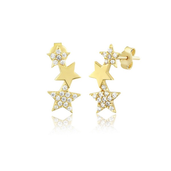 
	Gold 3 Star Design Earrings