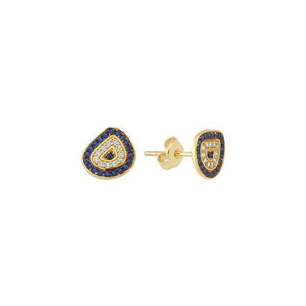 
	Gold Amorphous Evil Eye Bead Design Earrings