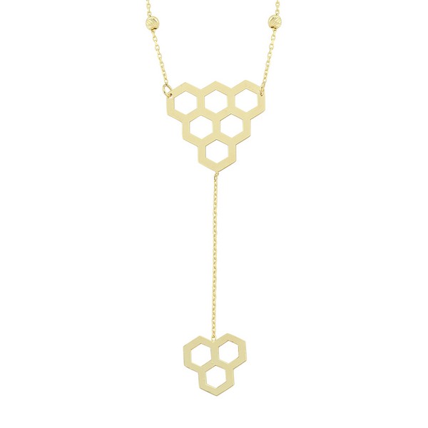 
	Gold Honeycomb Design Necklace, 