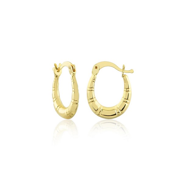 
	Gold Striped Vertical Hoop Earrings 14.85 mm  2.85 mm