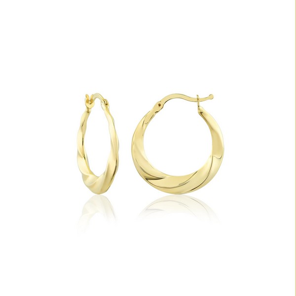 
	Gold Wave Shiny Gold Hoop Earrings 20.5 mm