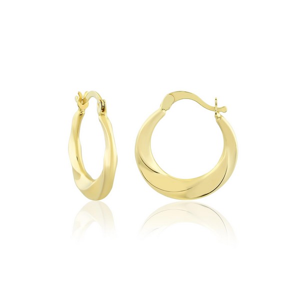 
	Gold Wave Shiny Hoop Earrings 16.9 mm  2.7 mm