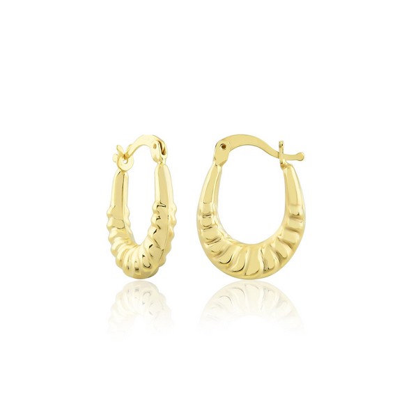 
	Gold Ripple Vertical Gold Hoop Earrings 17 mm