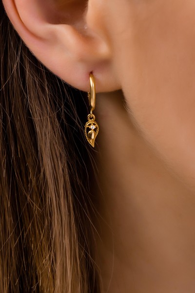 
	Gold Drop Stone Design Earrings, 