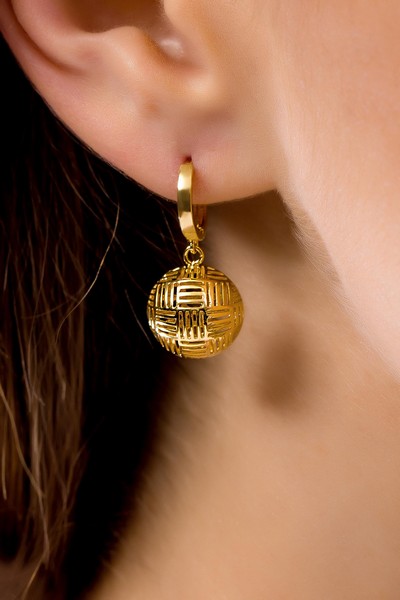 
	Gold Esoteric Design Earrings, 