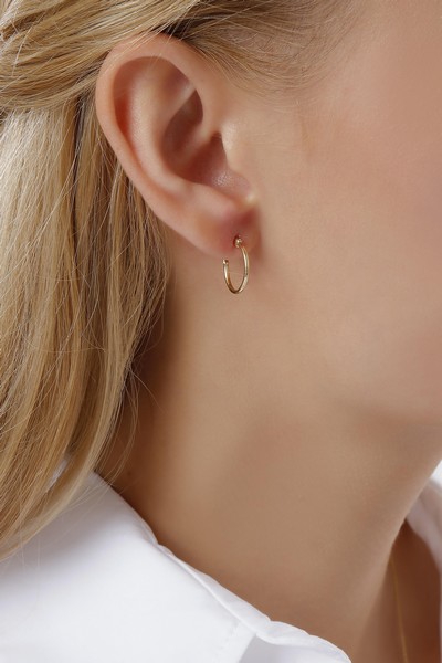 	Gold Ring Single Shiny Earring13 mm-1.2 mm