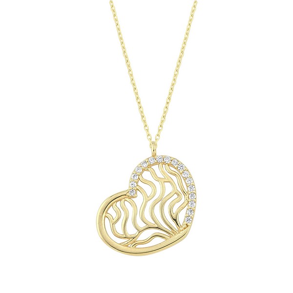 
	Gold Heart and Tree of Life Design Necklace, 
