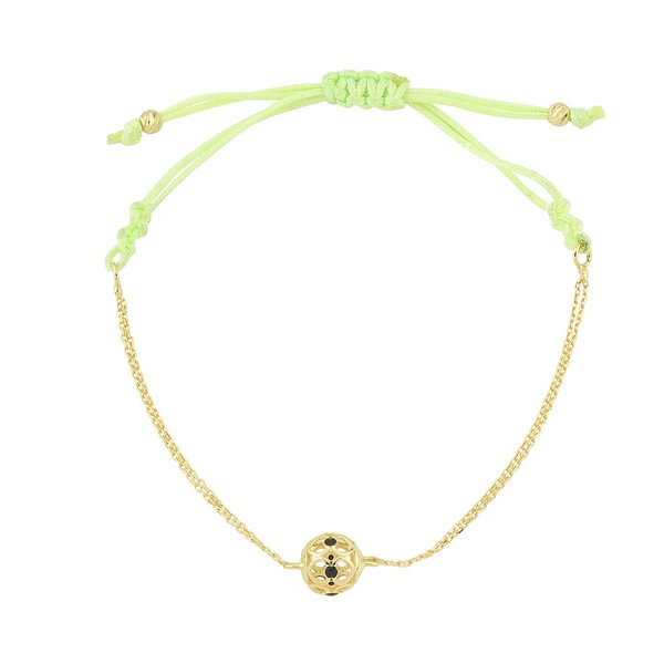 
	Gold Heart Circle Design Light Green Bracelet, 