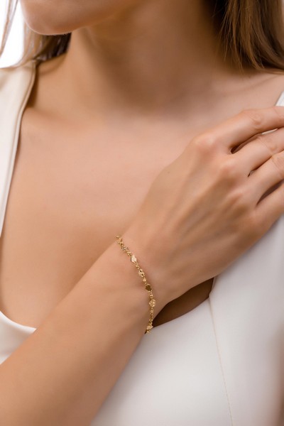 
	Gold Heart Sequin Pen New Design Bracelet, 