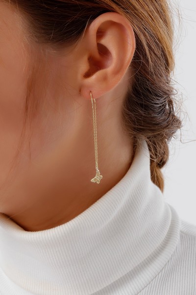 
	Gold Butterfly Design Earrings, 