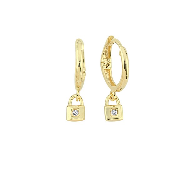
	Gold Lock Design Earrings, 