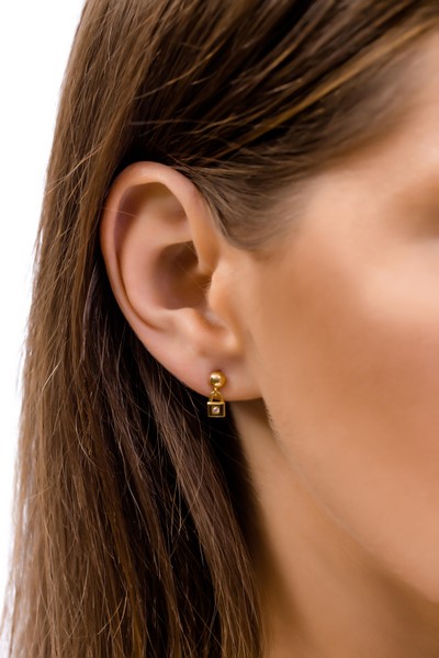 
	Gold Lock Design Earrings, 