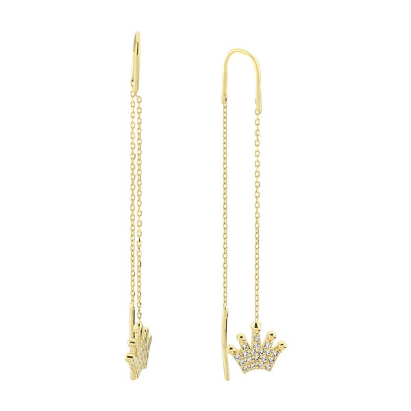 
	Gold Queen Crown Design Earrings