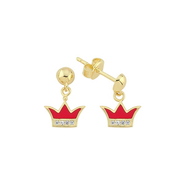 
	Gold Queen Crown Design Earrings, 