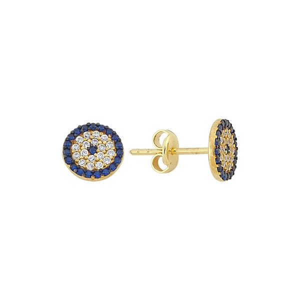 
	Gold Mini Evil Eye Bead Design Earrings, 