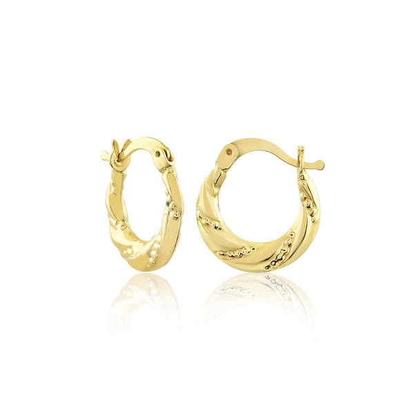 
	Gold Minimal Collected Wave Hoop Earrings 12.3 mm  2.3 mm