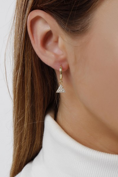
	Gold Minimal Triangle Mind Design Earrings, 