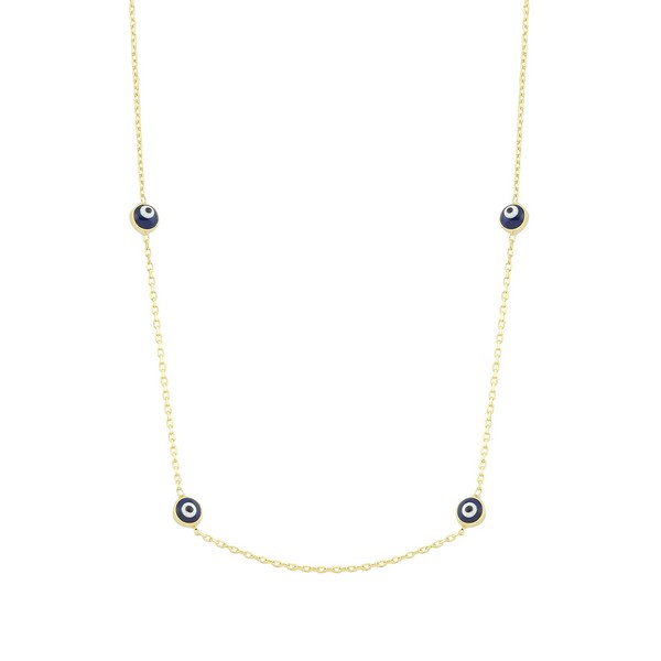 
	Gold Evil Eye Bead Design Necklace, 