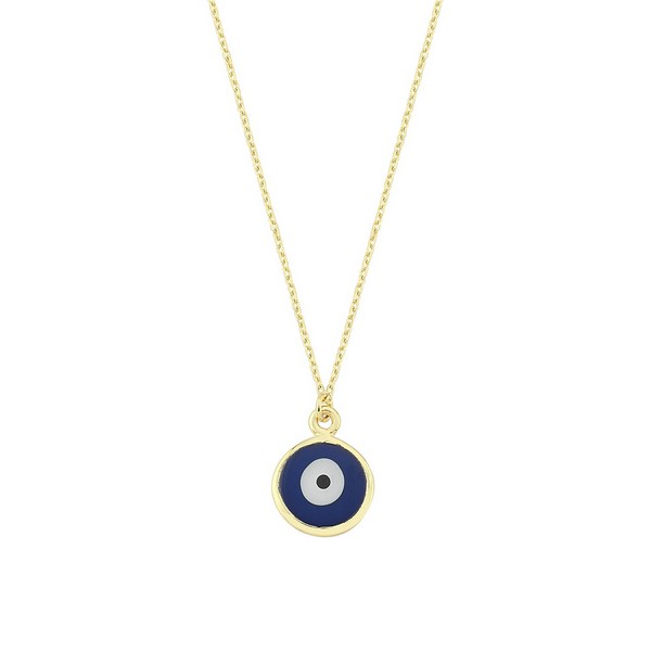 
	Gold Evil Eye Bead Design Necklace, 
