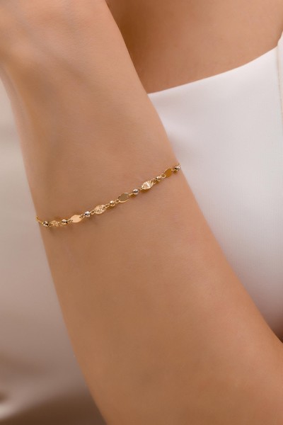 
	Gold Oval Sequin Pen Style Design Bracelet, 
