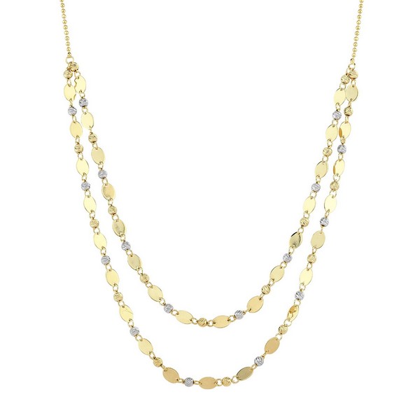 
	Gold Oval Sequin New Style Dual Design Necklace, 