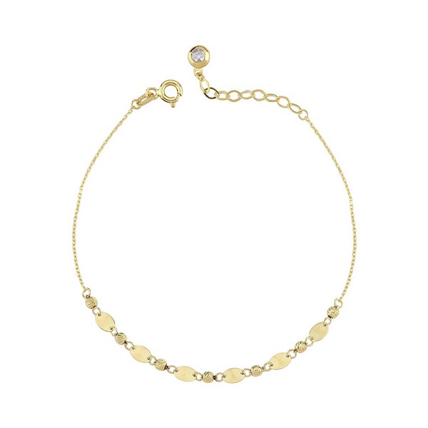 
	Gold Oval Sequin Chain Design Bracelet, 