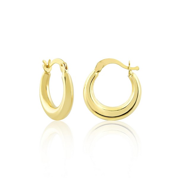 
	Gold Shiny Hoop Earrings 14.25 mm  3.20 mm