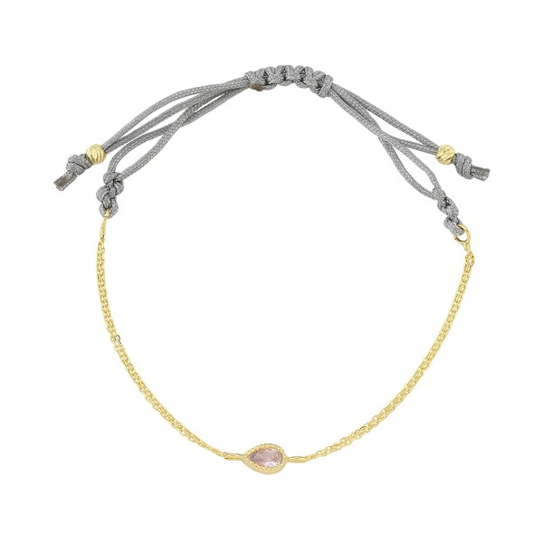 
	Gold Pink Stone Drop Design Gray Bracelet, 