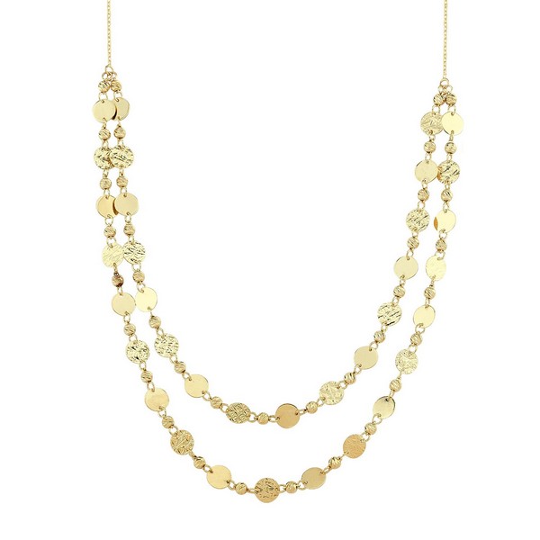 
	Gold Sequin Design New Style Shiny Double Necklace, 