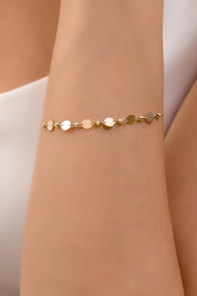 
	Gold Sequin Chain Design Bracelet, 
