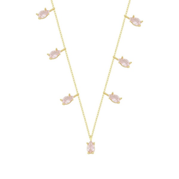 
	Gold Sapphire Pink Design Necklace, 