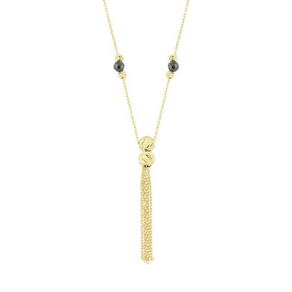 
	Gold Black Crystal Design Necklace, 