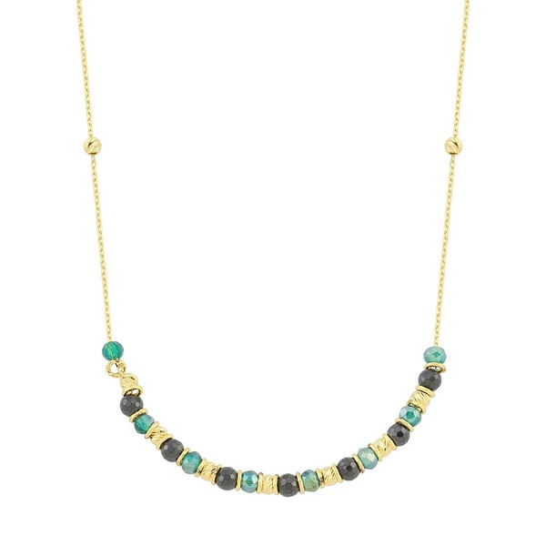 
	Gold Turquoise and Black Crystal Design Necklace, 
