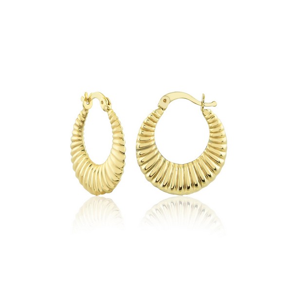 
	Gold Fan Pattern Hoop Earrings 19.5 mm