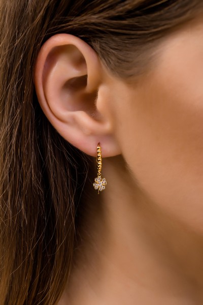 
	Gold Clover Design Dangle Earrings