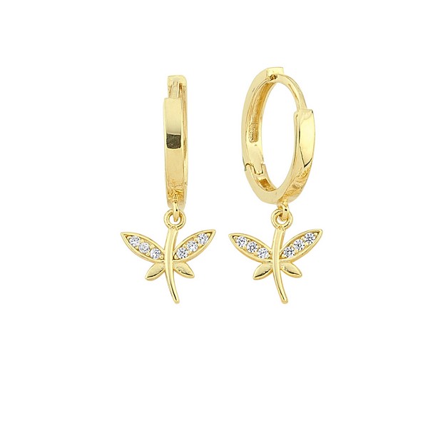 
	Gold Dragonfly Design Earrings, 