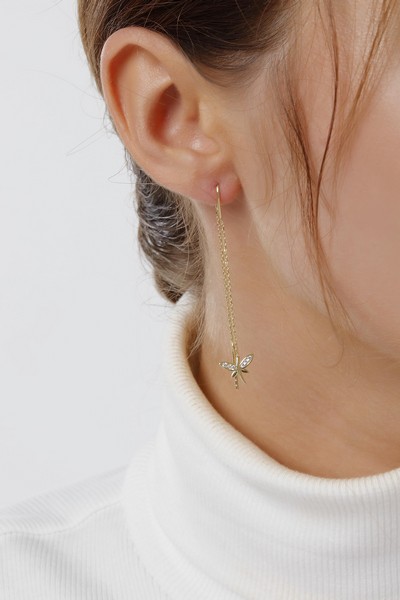 
	Gold Dragonfly Design Earrings, 