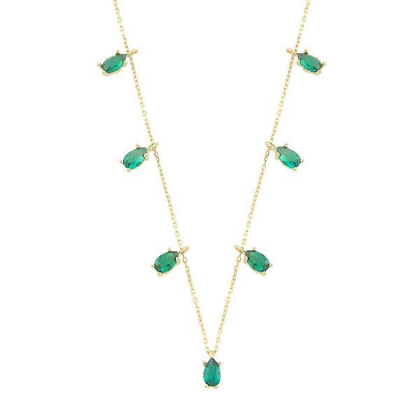 
	Gold Emerald Color Design Necklace, 