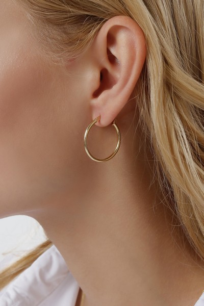 	Gold Hoop Earrings 25 mm-2.00 mm, 