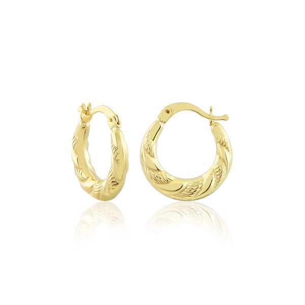 	Gold Shiny Ivy Hoop Earrings 15 mm